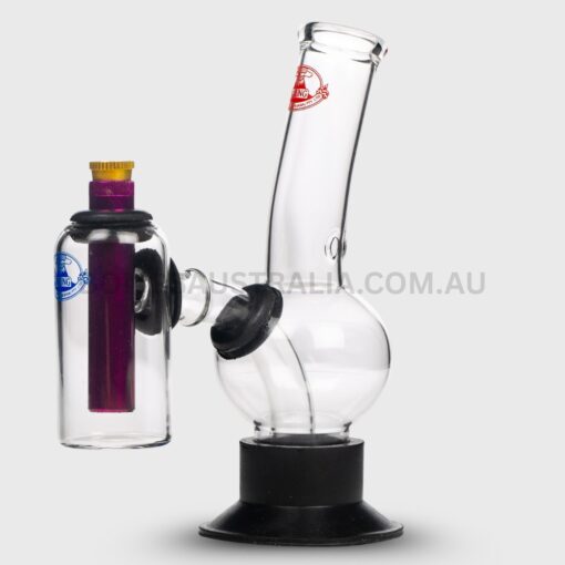 AGUNG Shorty Bubble Double Chamber Glass Bong Clear 18cm