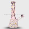 BILLY MATE Glow in the Dark Pink Daisy Design Beaker Glass Bong 25cm