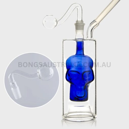 Combo Skull Crack Sweet Puff with Twin Mini Bubbler Glass Pipe