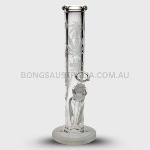Happy420 Frosted Leaf Design Straight Glass Bong 25cm