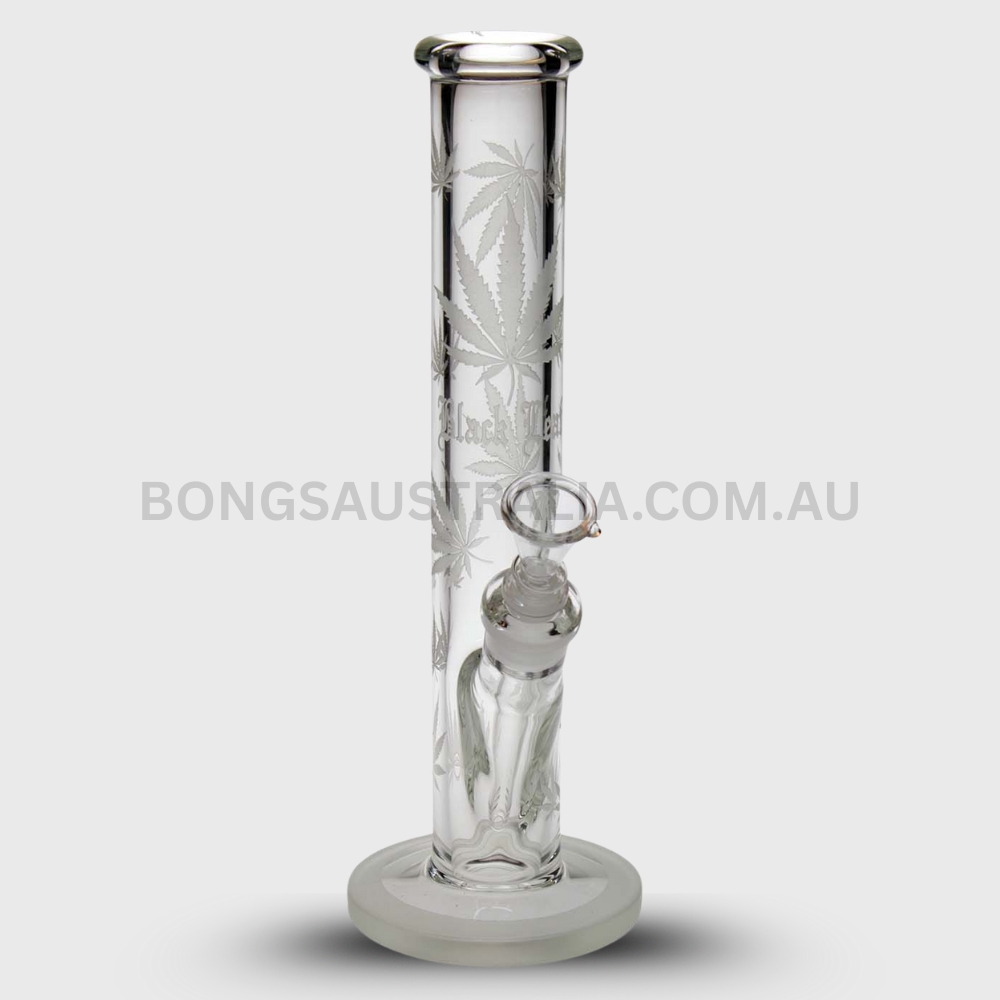 Happy420 Frosted Leaf Design Straight Glass Bong 25cm Happy420 Frosted Leaf Design Straight Glass Bong 25cm