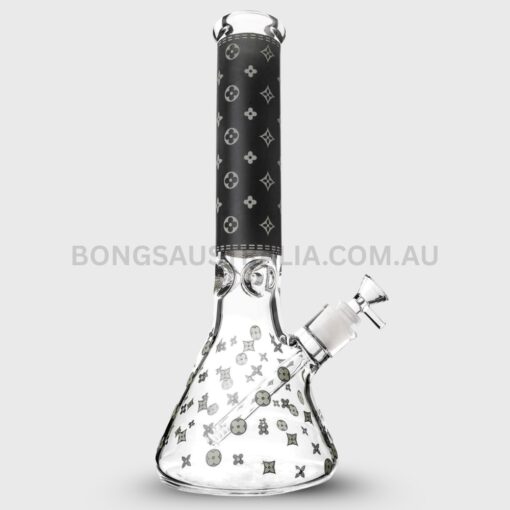 Happy420 Glow in the Dark Louis Vuitton Beaker Glass Bong 25cm (2)