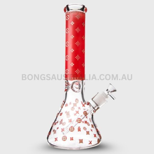 Happy420 Glow in the Dark Louis Vuitton Beaker Glass Bong 25cm