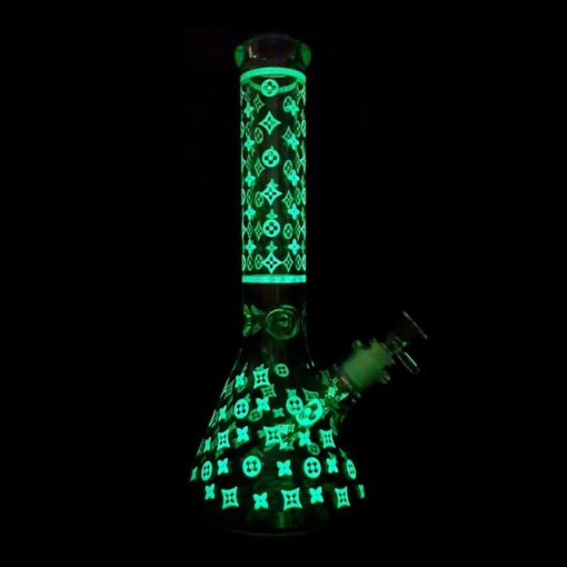Happy420 Glow in the Dark Louis Vuitton Beaker Glass Bong 25cm 6