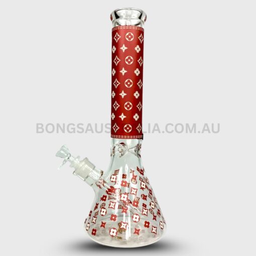 Happy420 Glow in the Dark Louis Vuitton Design Beaker Glass Bong 35cm