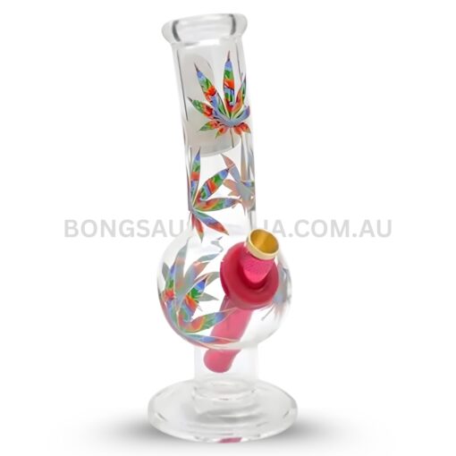MWP Glow in the Dark Rainbow Leaf Bubble Glass Bong 20cm