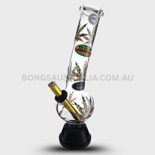 MWP Large Leaf Design Bubble Glass Bong Multicolour 30cm