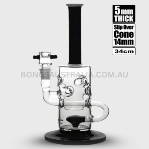 WEEDO Limited Edition Recycler Percolator Glass Bong Black and Gold 34cm (2)