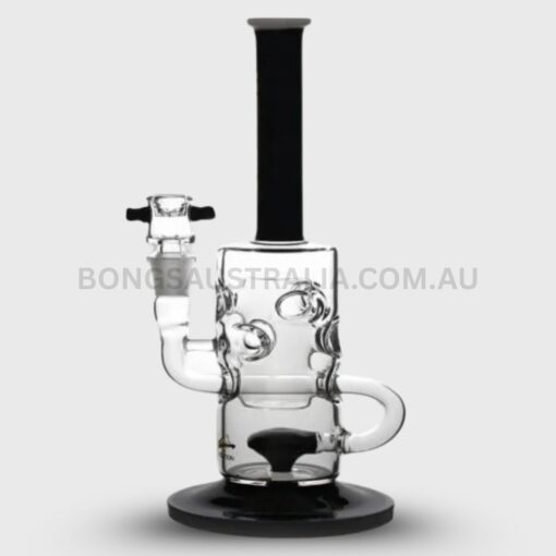 WEEDO Limited Edition Recycler Percolator Glass Bong Black and Gold 34cm