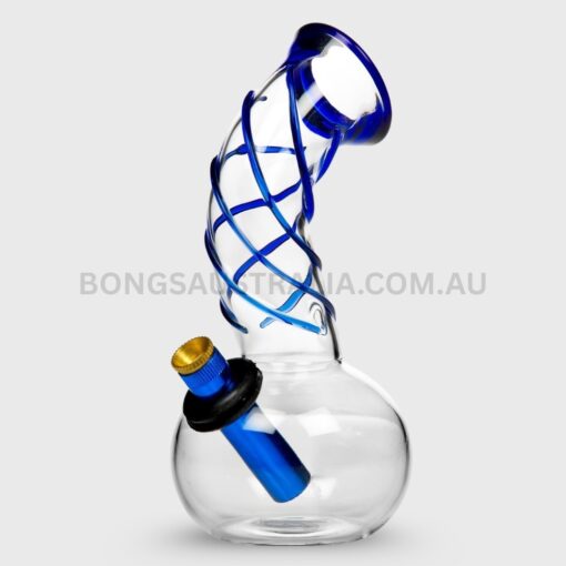 AGUNG Small Blue Swirl Bonza Bubble Bong 20cm