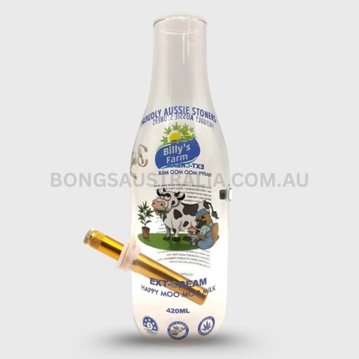 Billy Mate Moo Moo Happy Milk Bottle Glass Bong Clear 24cm