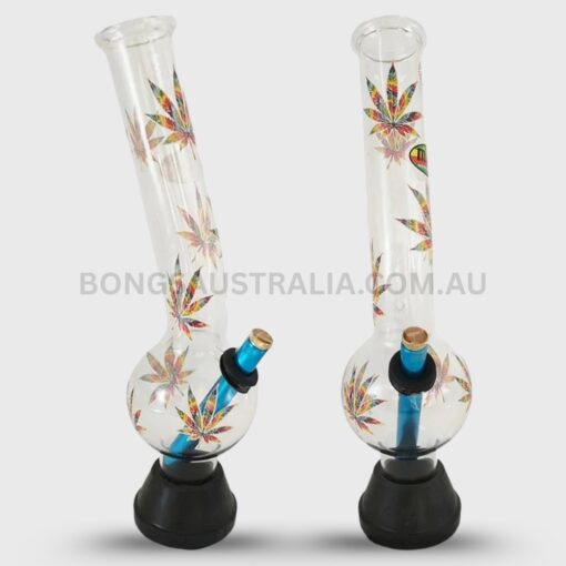 MWP Glow in the Dark Rainbow Leaf Bubble Glass Bong 30cm (2)