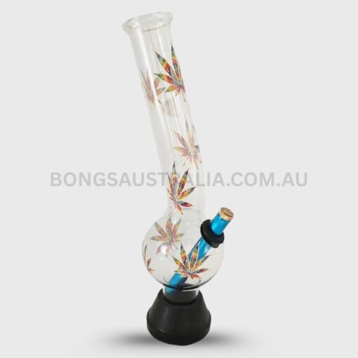 MWP Glow in the Dark Rainbow Leaf Bubble Glass Bong 30cm