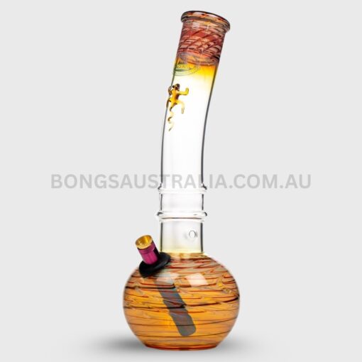 AGUNG Gold Fume with Green Leaf Design Bubble Bong 30cm