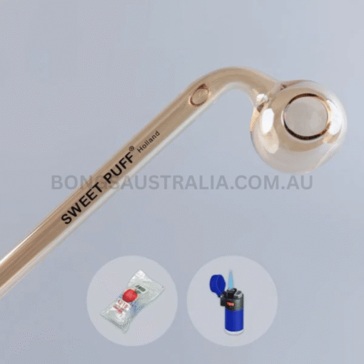 Curved Sweet Puff Glass Pipe Gold Balancer Combo X2 14cm