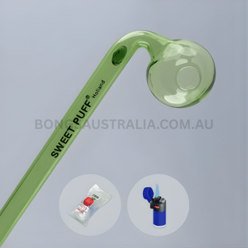 Curved Sweet Puff Glass Pipe Green Balancer Combo X2 14cm