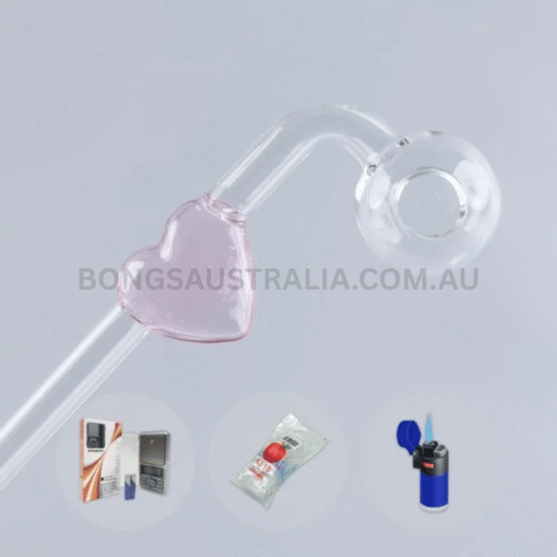 Love Heart Sweet Puff Glass Pipe Pink Balancer Combo Full X1 14cm