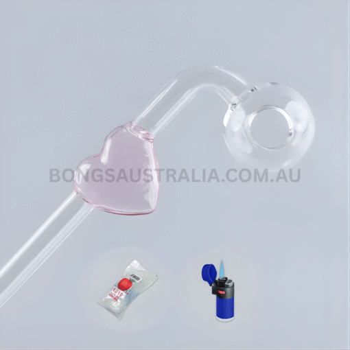 Love Heart Sweet Puff Glass Pipe Pink Balancer Combo X2 14cm