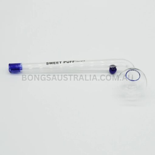 SWEET PUFF Holland Glass Sweet Puff Pipe Blue Rim Balancer 10cm (2)