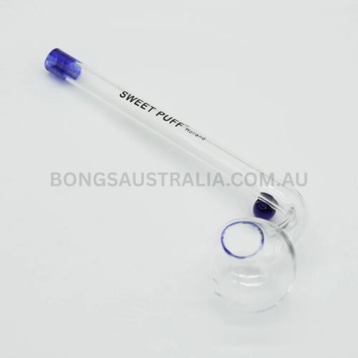 SWEET PUFF Holland Glass Sweet Puff Pipe Blue Rim Balancer 10cm (3)