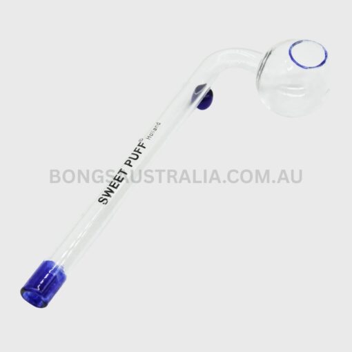 SWEET PUFF Holland Glass Sweet Puff Pipe Blue Rim Balancer 10cm
