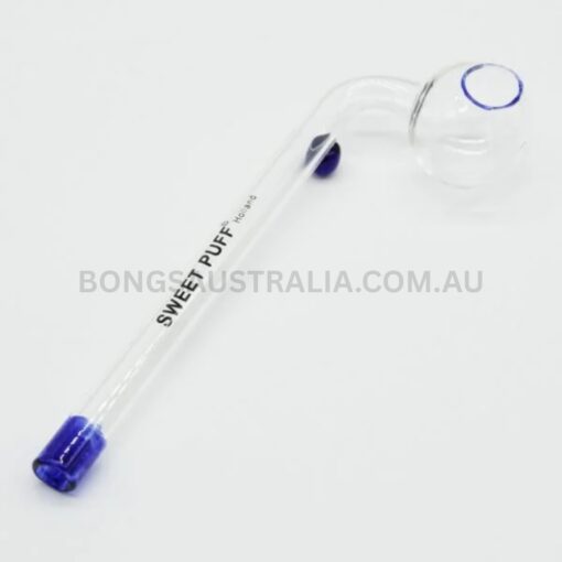 SWEET PUFF Holland Glass Sweet Puff Pipe Blue Rim Balancer 14cm (2)