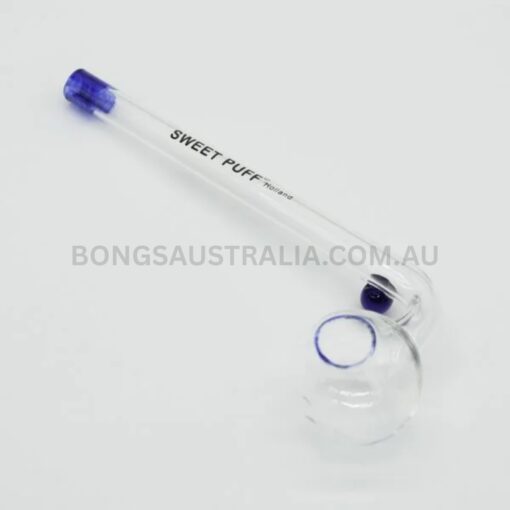 SWEET PUFF Holland Glass Sweet Puff Pipe Blue Rim Balancer 14cm (4)