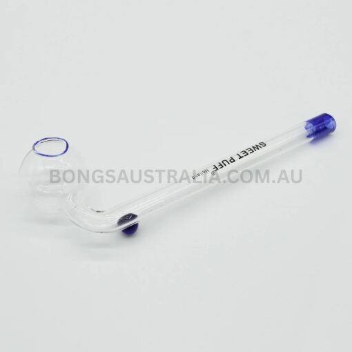 SWEET PUFF Holland Glass Sweet Puff Pipe Blue Rim Balancer 14cm (5)