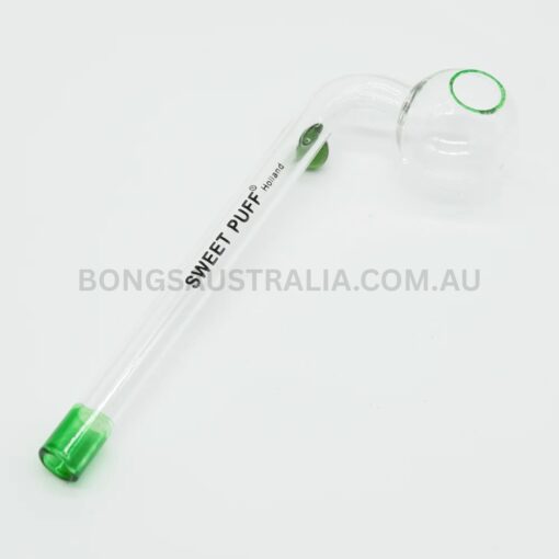 SWEET PUFF Holland Glass Sweet Puff Pipe Green Rim Balancer 10cm (2)