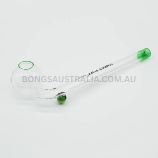 SWEET PUFF Holland Glass Sweet Puff Pipe Green Rim Balancer 10cm (3)