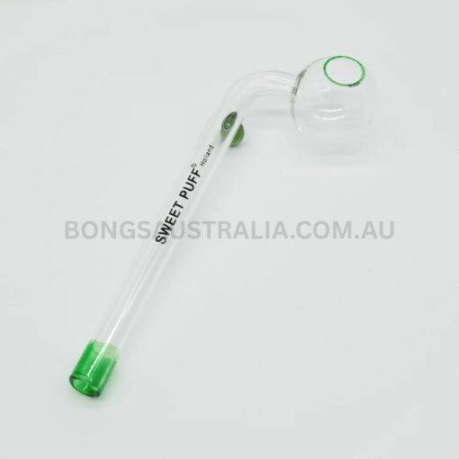 SWEET PUFF Holland Glass Sweet Puff Pipe Green Rim Balancer 10cm (4)
