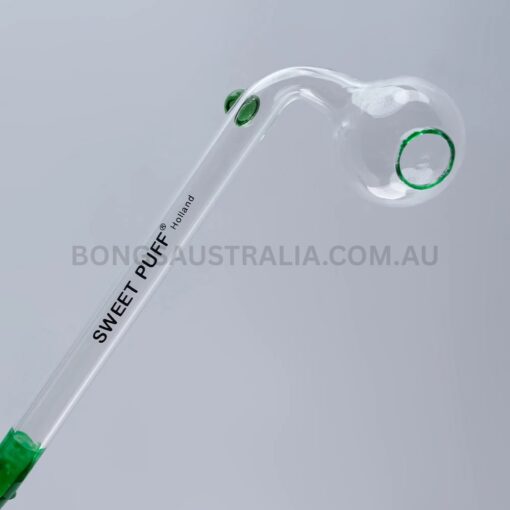SWEET PUFF Holland Glass Sweet Puff Pipe Green Rim Balancer 10cm