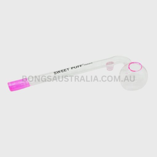 SWEET PUFF Holland Glass Sweet Puff Pipe Pink Rim Balancer 10cm (2)