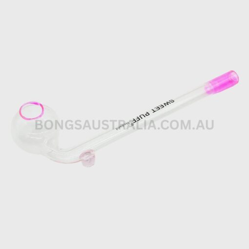 SWEET PUFF Holland Glass Sweet Puff Pipe Pink Rim Balancer 10cm (3)