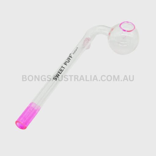 SWEET PUFF Holland Glass Sweet Puff Pipe Pink Rim Balancer 10cm