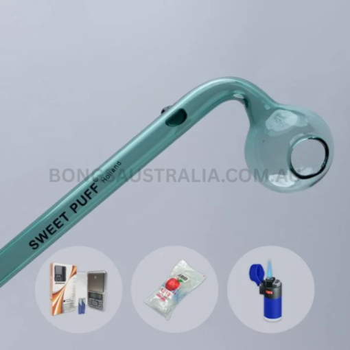 Sweet Puff Glass Pipe Teal Balancer Combo Full X1 14cm