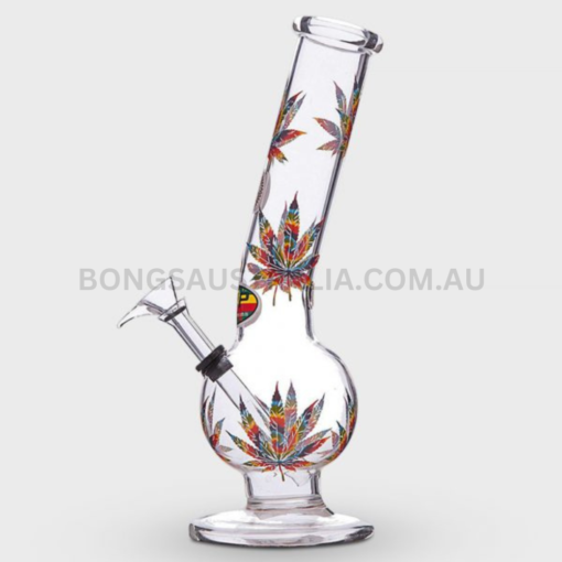 MWP Multi-Colour Leaf Design Bent Bubble Glass Bong 28cm MWP016