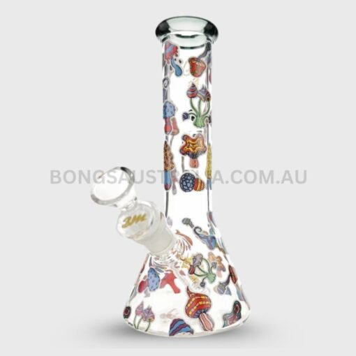 Billy Mate Glass Beaker Bong Colour Pop with Ice Catcher & Shotty Mushroom Design 23cm Du-120232