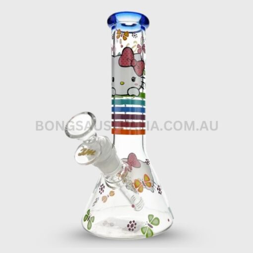 Billy Mate Hello Kitty Glass Beaker Bong Butterfly Design with Ice Catcher & Shotty 23cm DU-120230