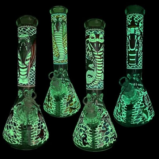 DOWN UNDER Cobra Glow in the Dark Beaker Glass Bong 35cm DU-1101