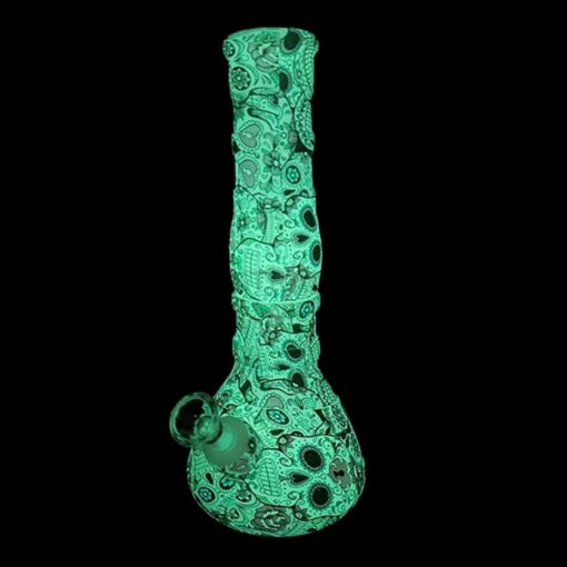 DOWN UNDER Glow In The Dark Candy Skulls Silicone Beaker Bong DU-21130 GID Candy Skulls (2)
