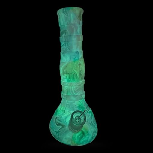 DOWN UNDER Glow In The Dark Psychedelic Swirl Silicone Beaker Bong DU-21130 GID Swirl (2)