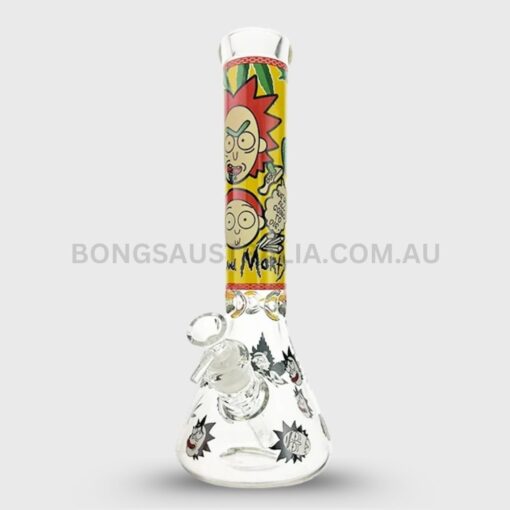 DOWN UNDER Glow in the Dark Rick and Morty Beaker Bong 35cm – 7mm Thick Glass DU-1106Rick