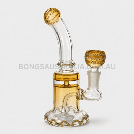 DOWN UNDER Pure Golden Coil Anti Splash Mini Glass Bong 16cm DU-12775