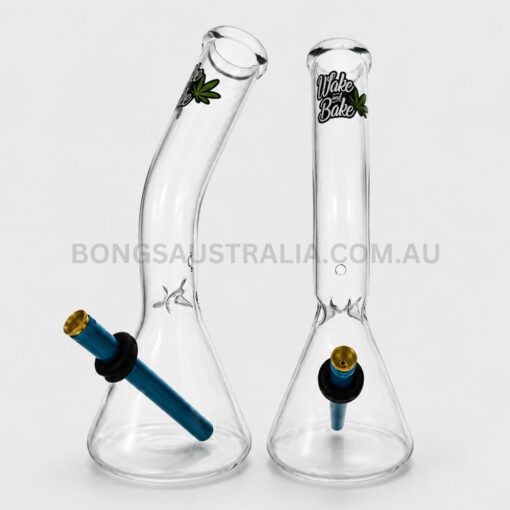 Wake and Bake Curved Neck Beaker Bong 30cm DU-12631