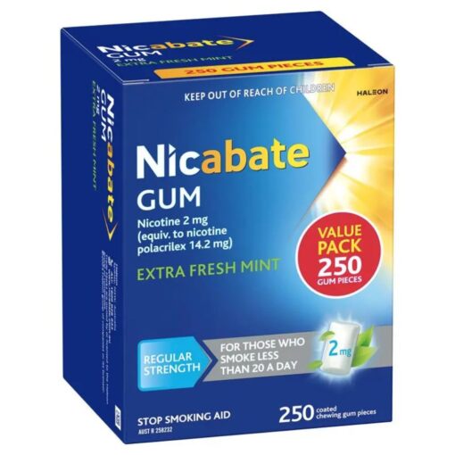 Nicabate Gum 4mg Extra Fresh 250 Pieces Exclusive Size