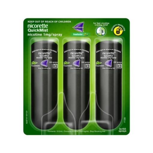 Nicorette Quit Smoking QuickMist Nicotine Mouth Spray Freshmint 3 x 150 Pack