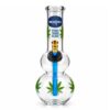 WATERFALL Long Neck Leaf Decal Double Bubble Glass Bong 20cm 1732 LEAVES (2)