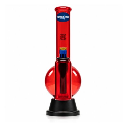 WATERFALL Zap Bonza Red With Chamber Bubble Glass Bong 25cm 1729 B RED CHAMBER