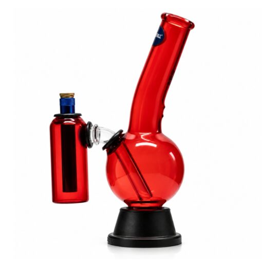 WATERFALL Zap Bonza Red With Chamber Bubble Glass Bong 25cm 1729 B RED CHAMBER